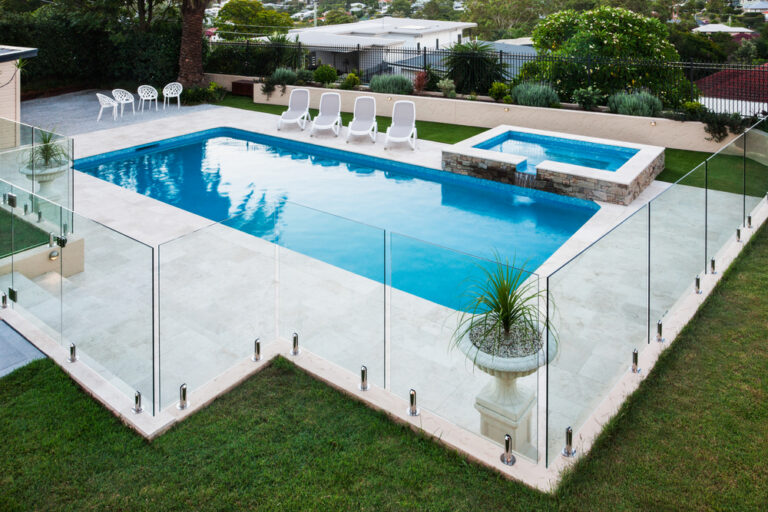 Pool with fence installation and maintenance