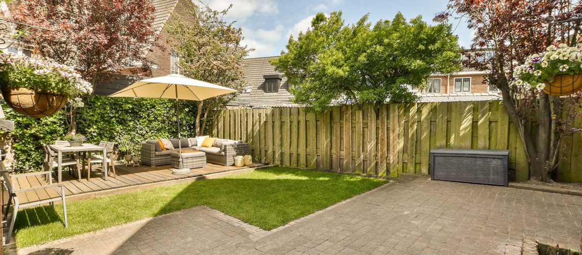 Backyard Patio with wooden fence